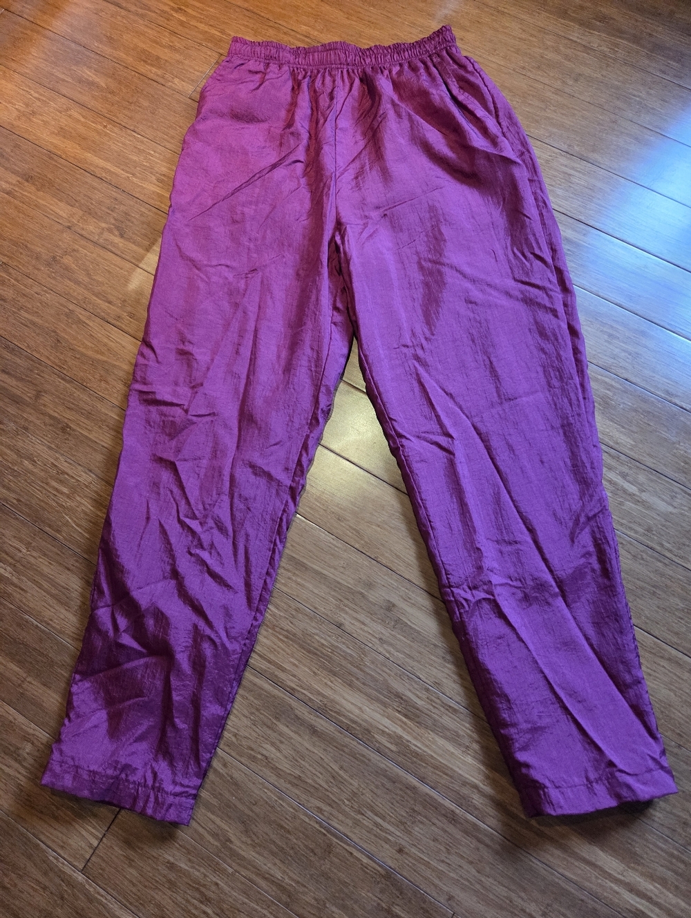 Vintage Lady Footlocker Magenta Windbreaker Pants Satin Track Pants Lined 1990s